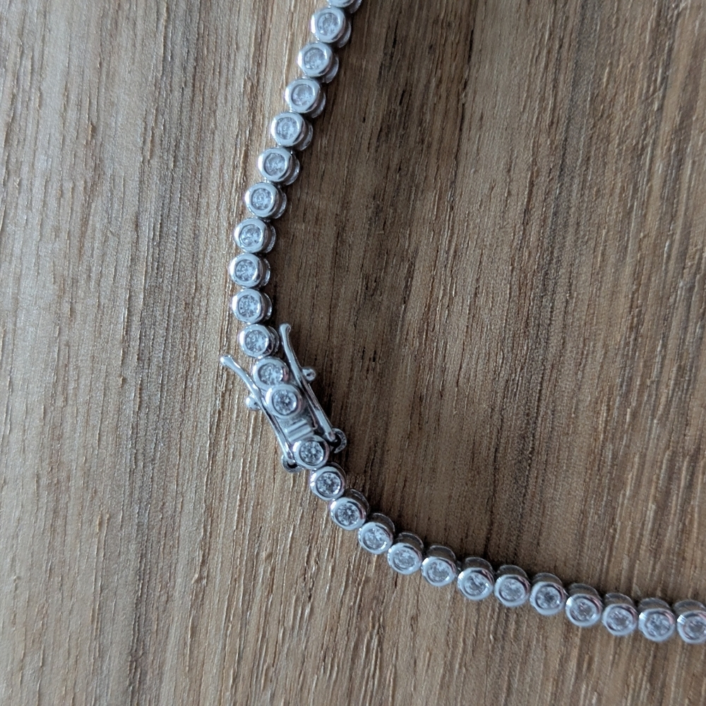 Sterling Silver S925 Tennis Necklace - Picture 3 of 5
